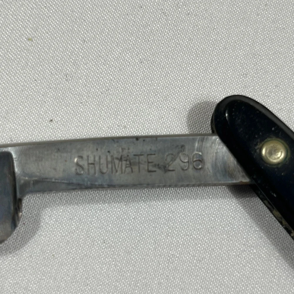 Shumate 296 Straight Razor Mens Black Vintage St Louis USA With Box